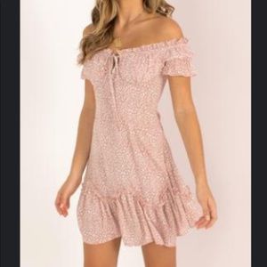 Pink off the shoulder dress
